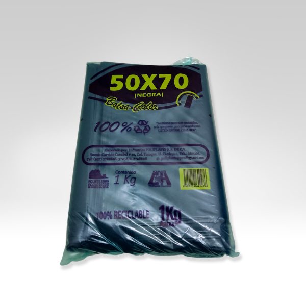 Bolsa negra de polietileno biodegradable para basura 50x70